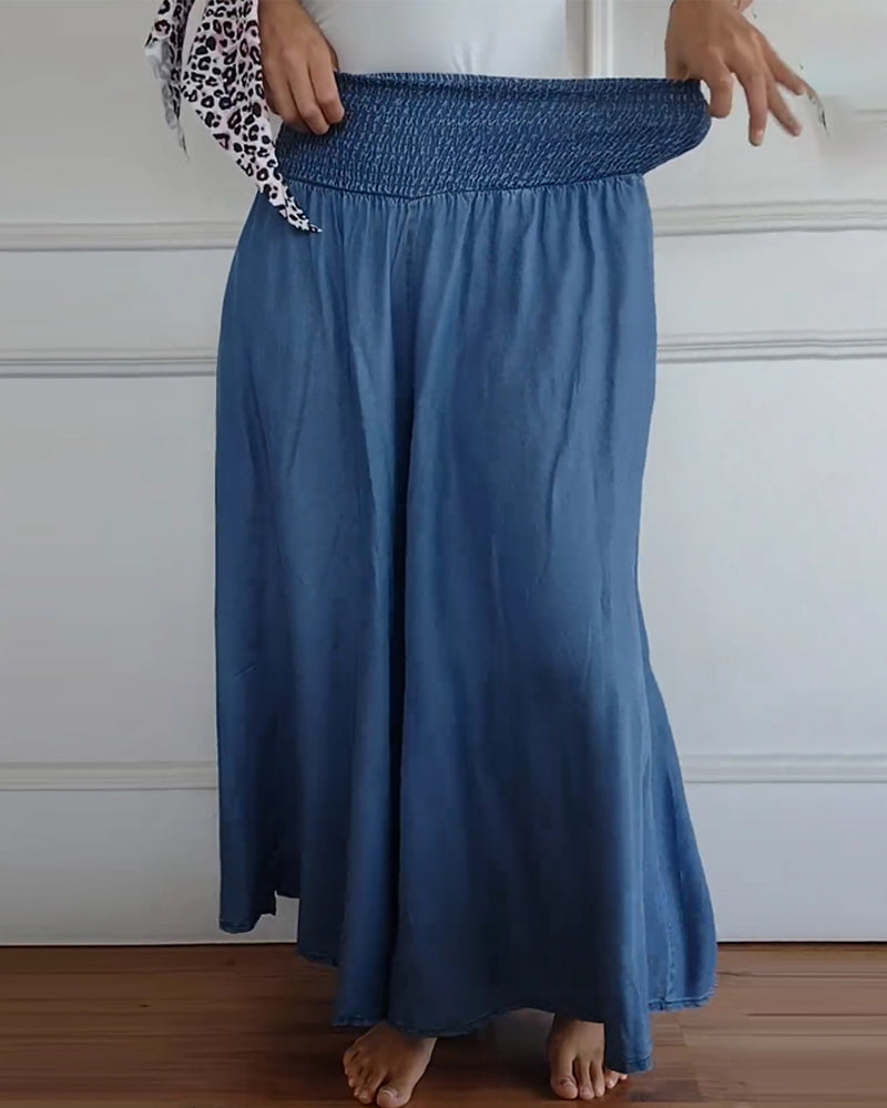 Women Wide Leg Trousers Black Cotton | Mira-4