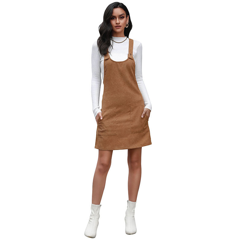 Women Mini Dress Coffee Polyester | Urban Chic-5