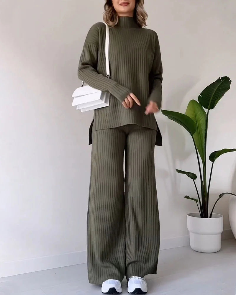 Women Ribbed Knit Lounge Set | Zainab