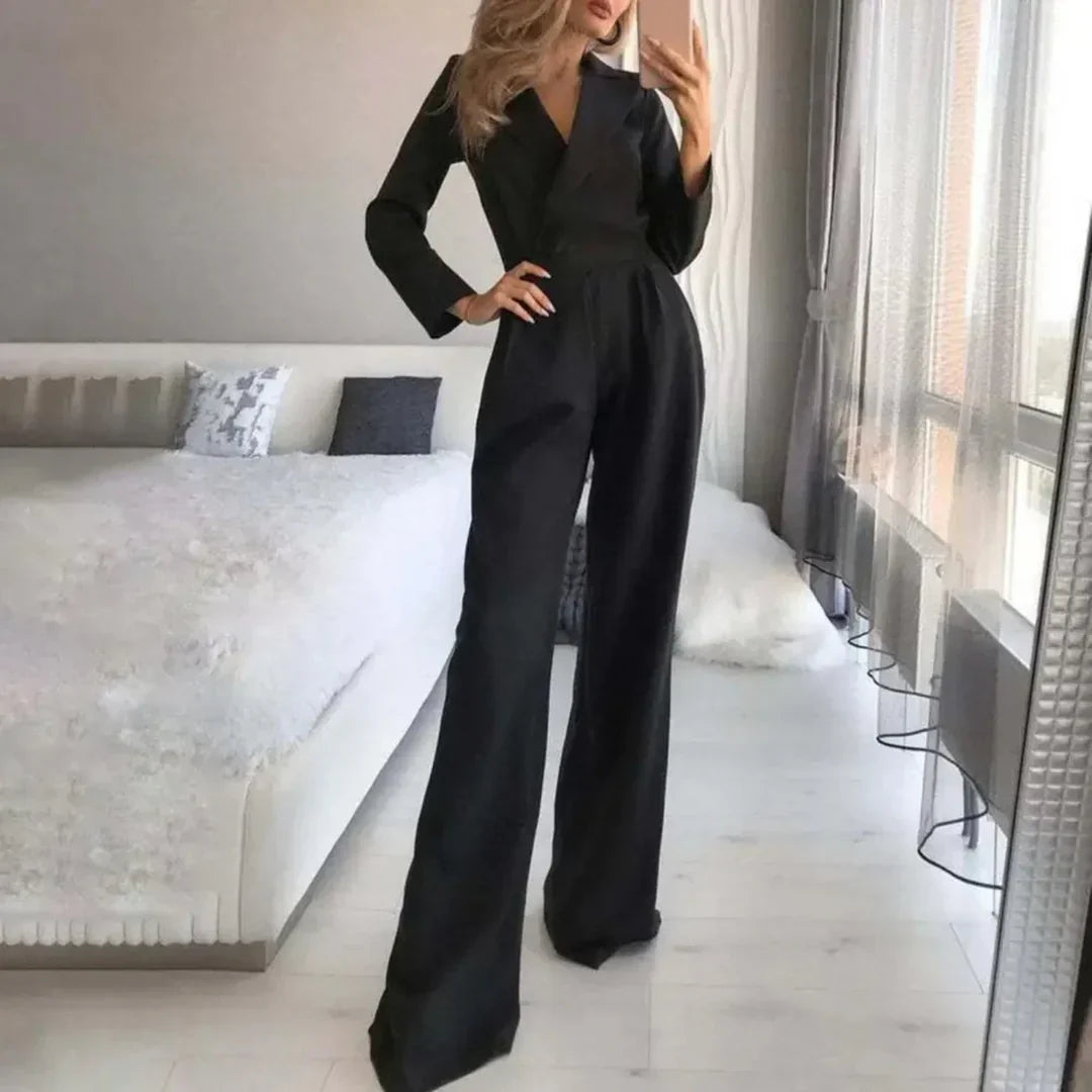 Women Tailored Blazer Wide-Leg Jumpsuit | Gaia