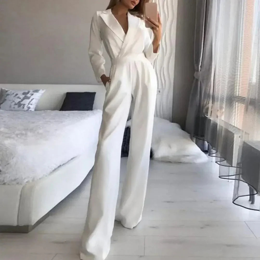 Women Tailored Blazer Wide-Leg Jumpsuit | Gaia