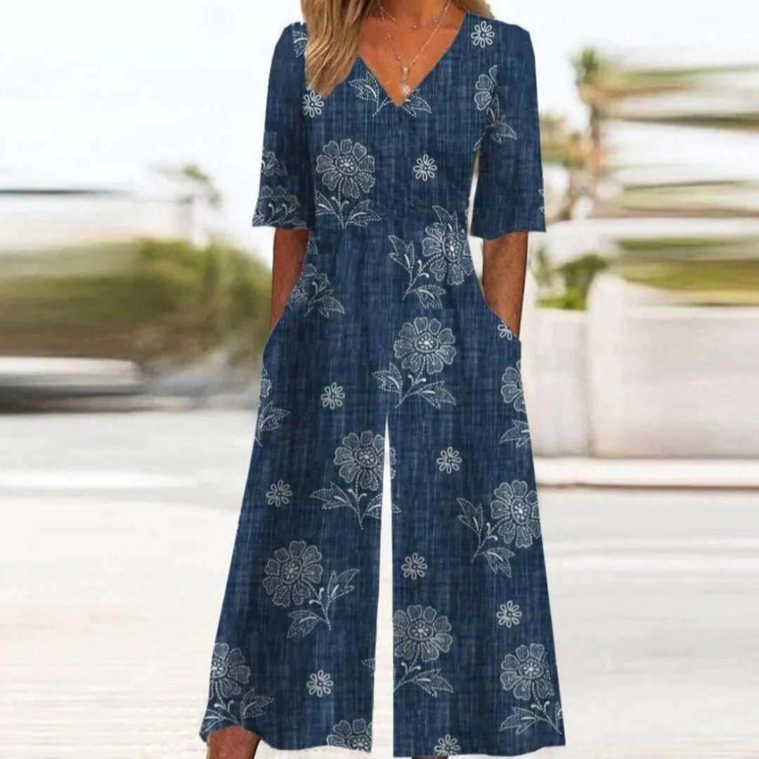 Women Floral Print Wide-Leg Jumpsuit | Frederique