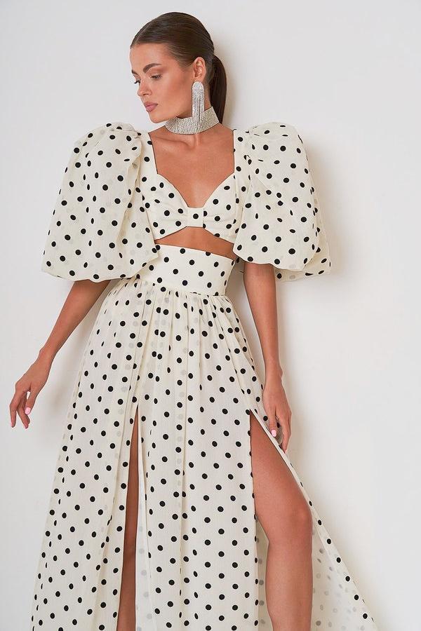 Women Polka Dot Two-Piece Maxi Set | Brooklyn