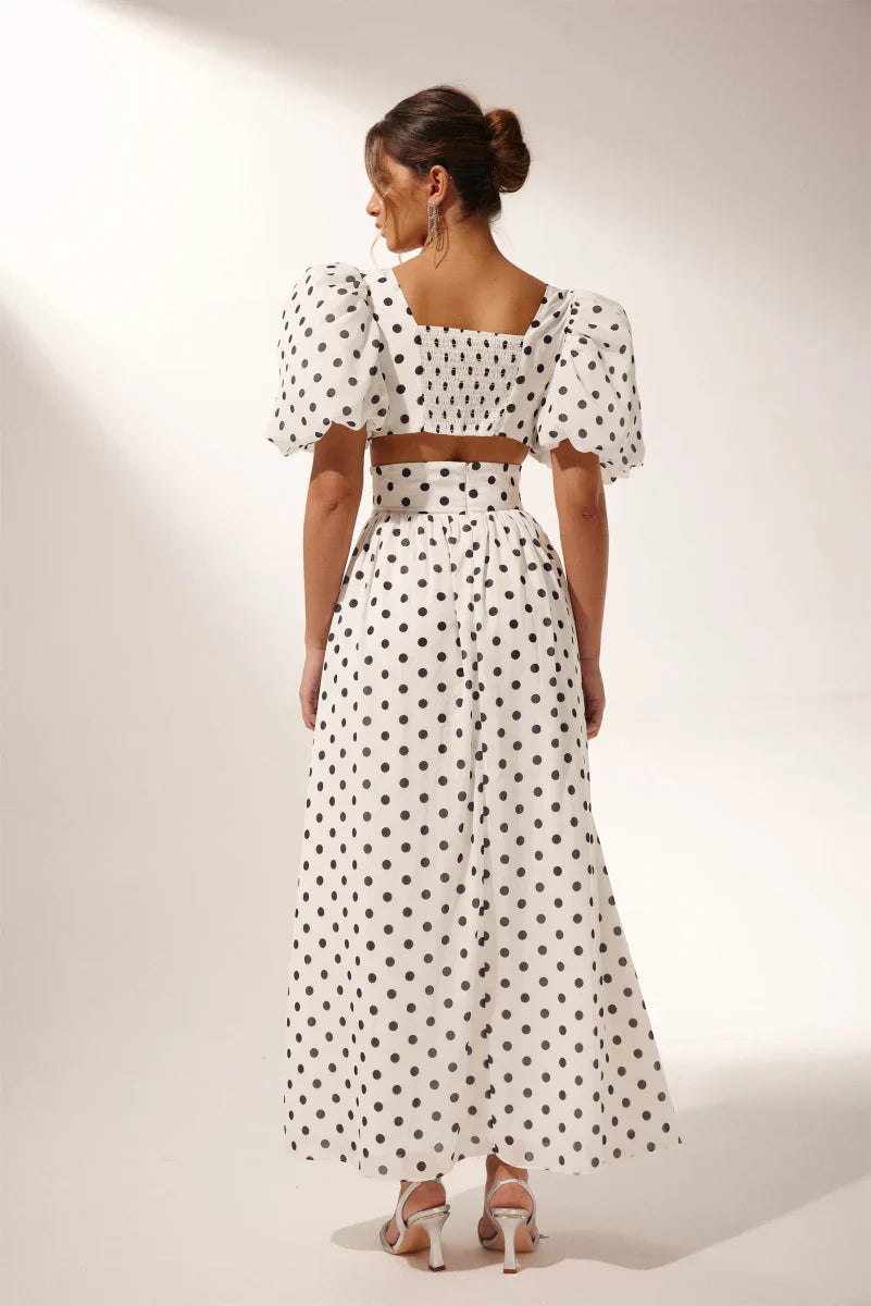 Women Polka Dot Two-Piece Maxi Set | Brooklyn