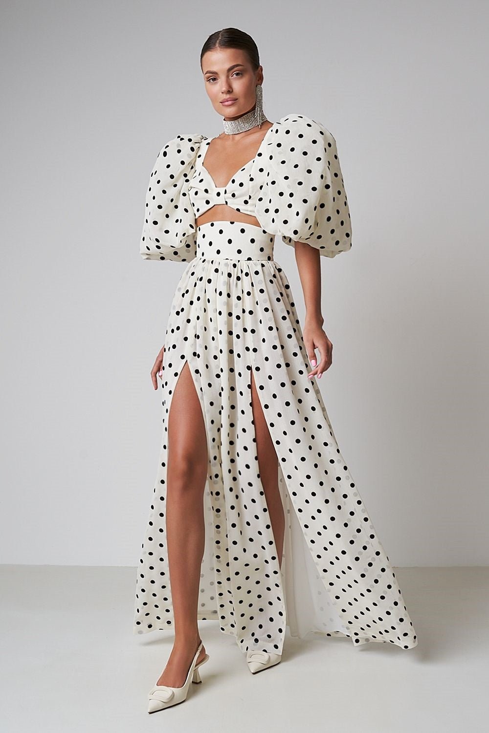 Women Polka Dot Two-Piece Maxi Set | Brooklyn