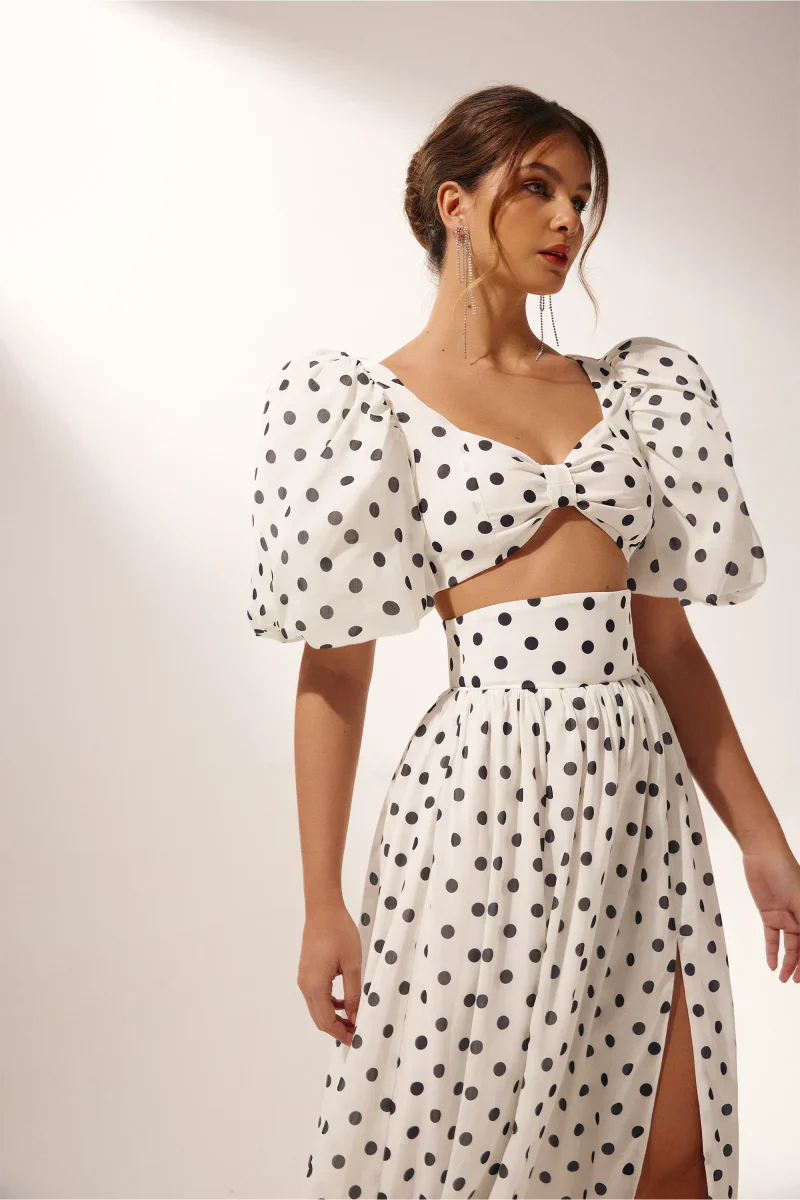 Women Polka Dot Two-Piece Maxi Set | Brooklyn