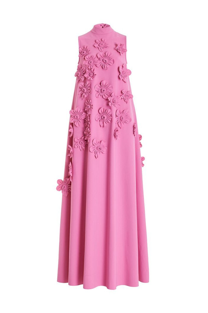 3D Floral High-Neck Maxi Dress | Skylar