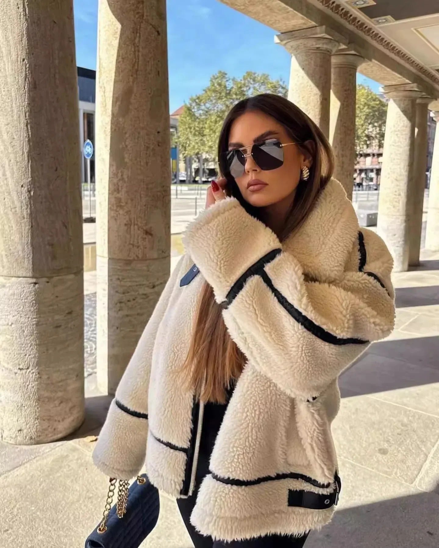 Women Oversized Sherpa Jacket | Sophia