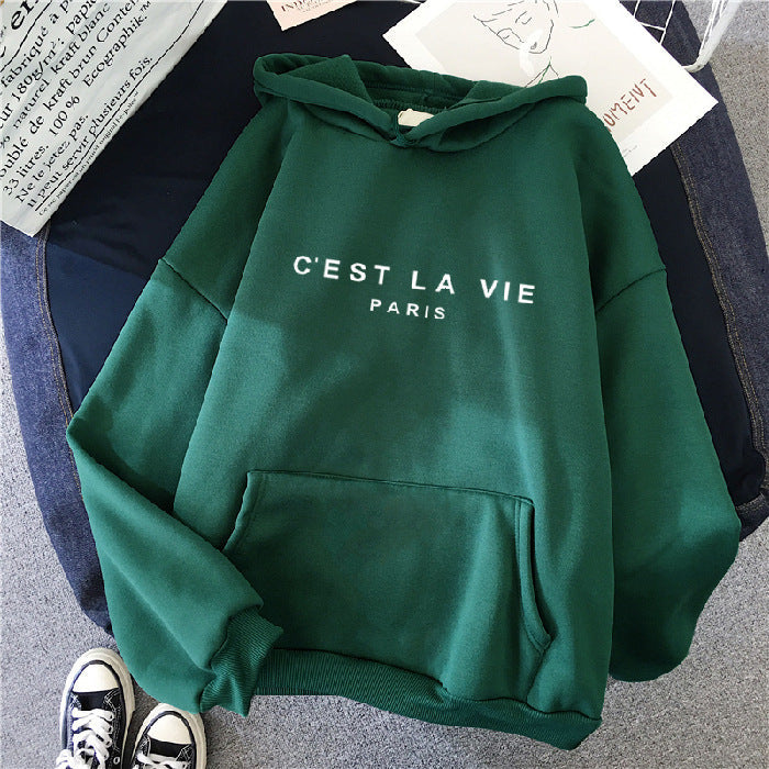 Variant image for Women Hoodie White Polyester | Paris Print-13