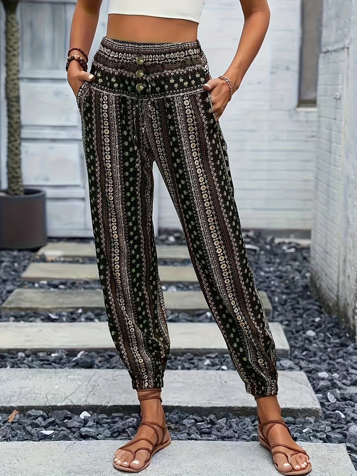 Viviana | Stylish High-Waist Printed Pants for Women