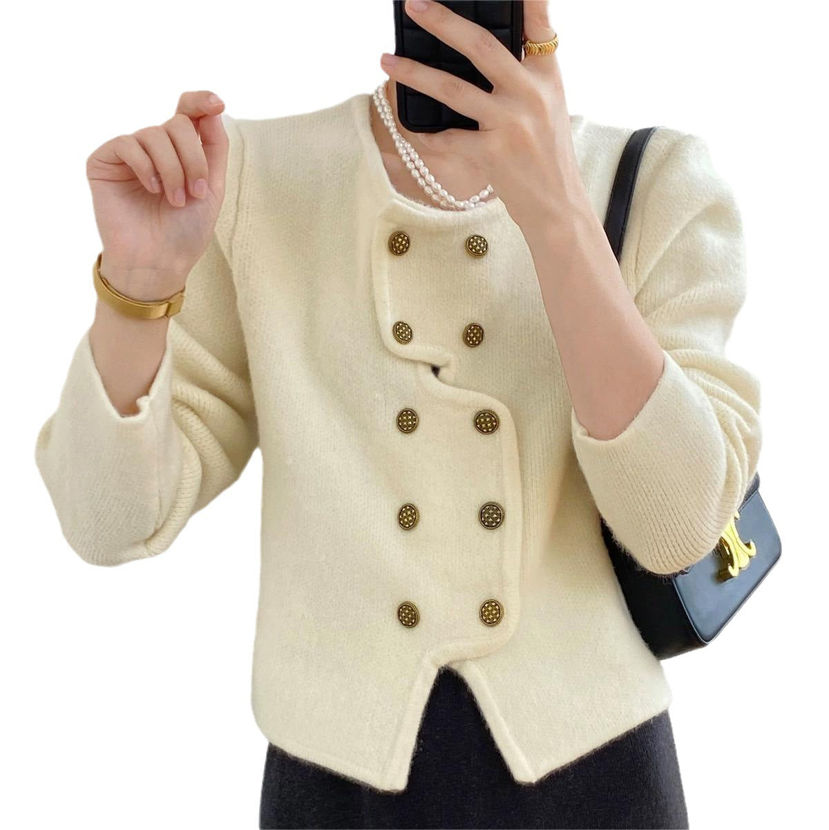 Women Cardigan White Acrylic | Classic Chic-6