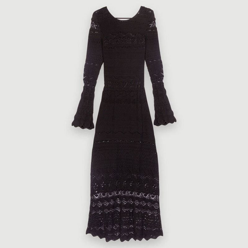 Women Pointelle Knit Scalloped Maxi Dress | Izayla