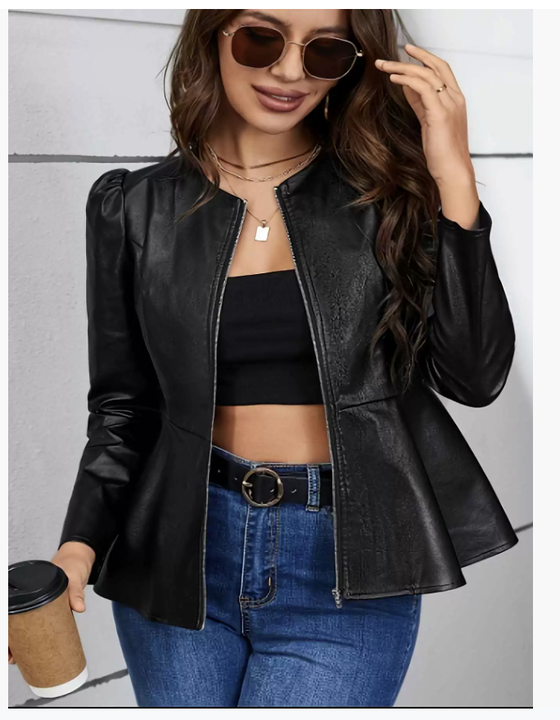 Fitted Zip Peplum Jacket | Evelina