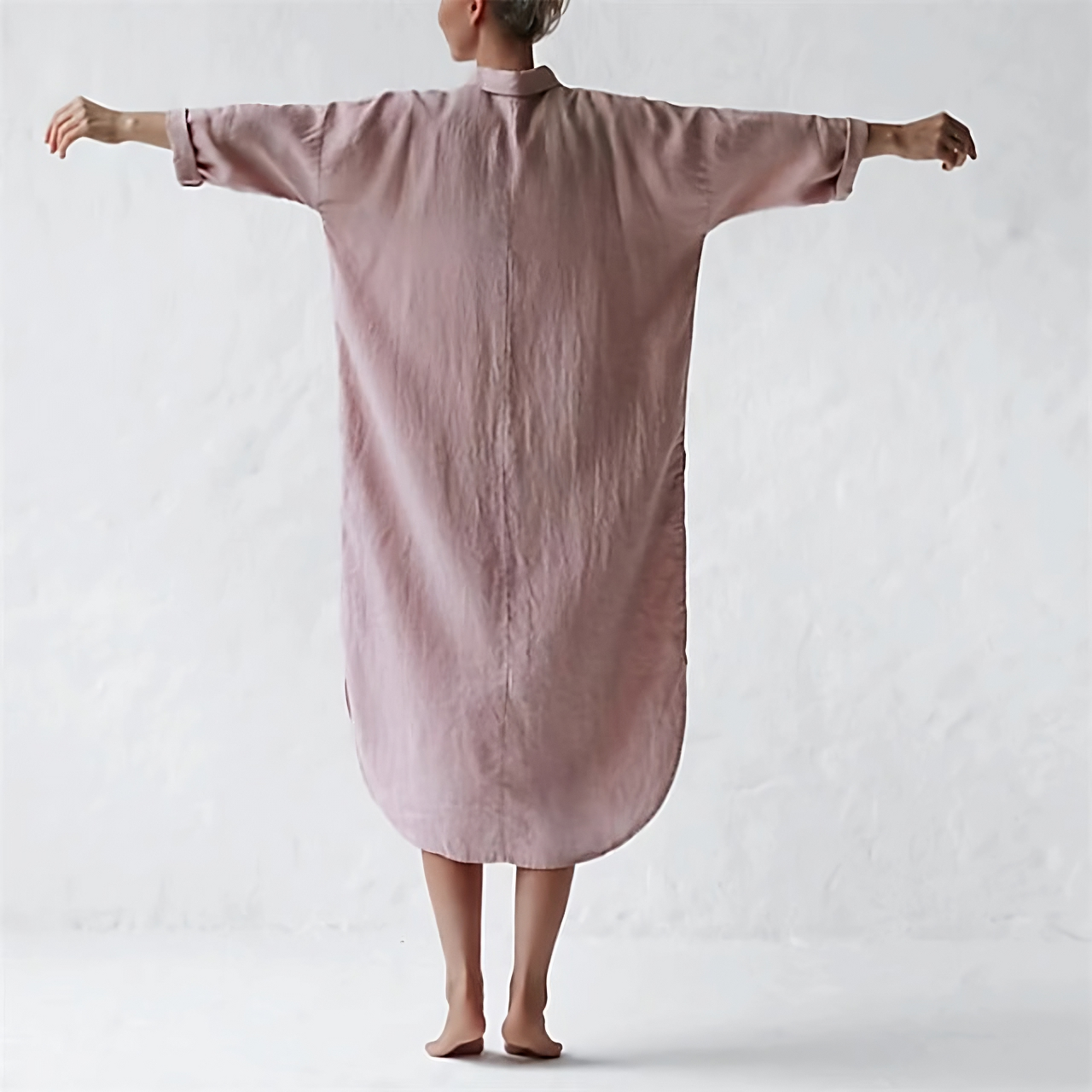 Women Relaxed-Fit Collared Shirt Dress with Front Pockets | Eliara