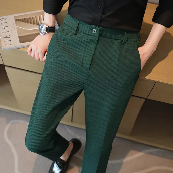 Men Slim-Fit Pants Black Cotton | Helge-6