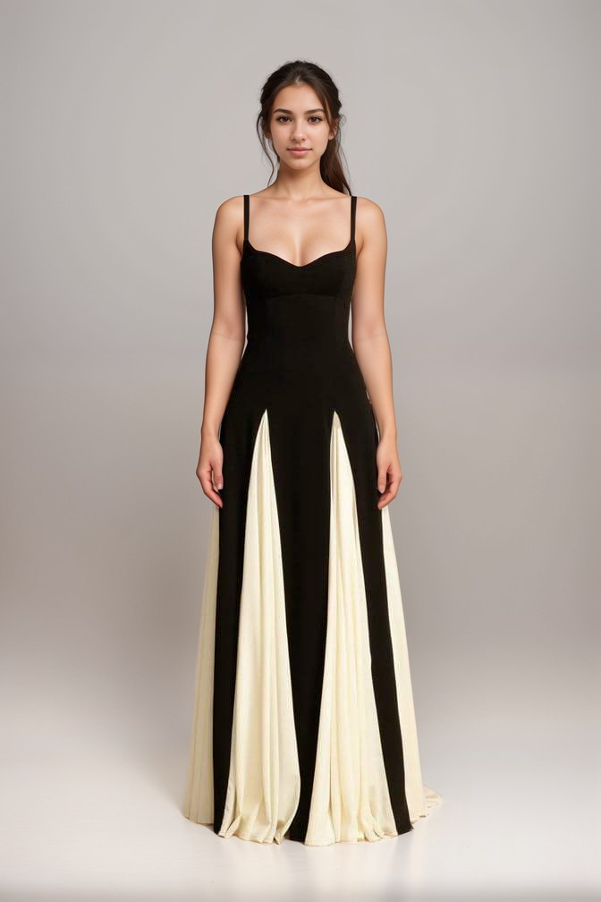 Women Two-Tone Spaghetti Strap Evening Dress | Sadie