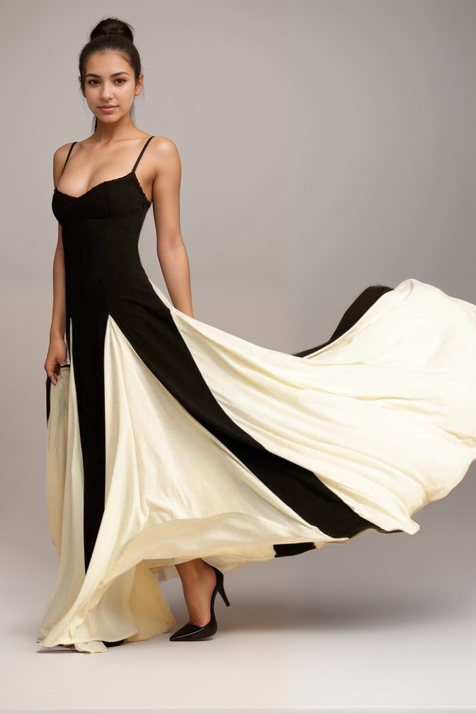 Women Two-Tone Spaghetti Strap Evening Dress | Sadie