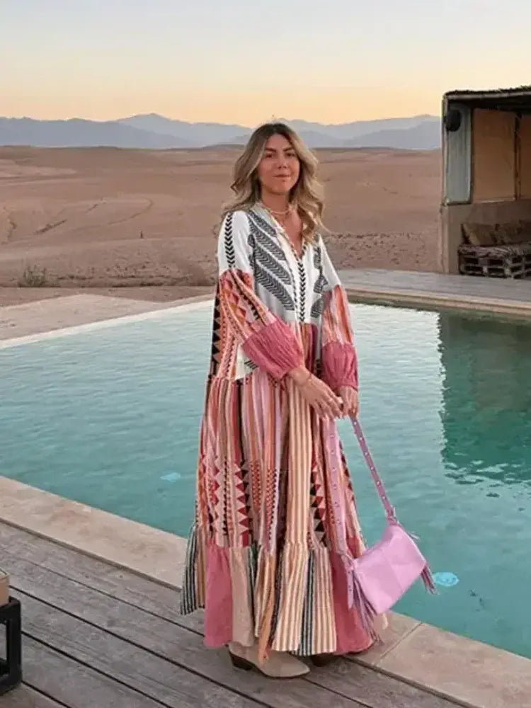 Women Beach Robe Multi-Color Polyester | Summer Breeze-2