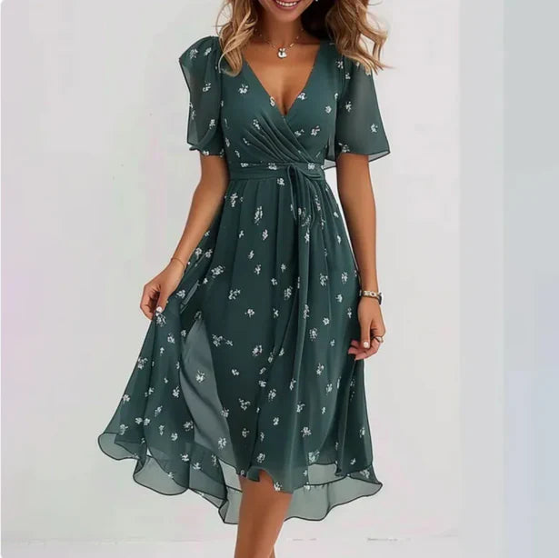 Women Elegant V-Neck Dress Spring Summer | Eva