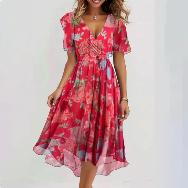 Women Elegant V-Neck Dress Spring Summer | Eva