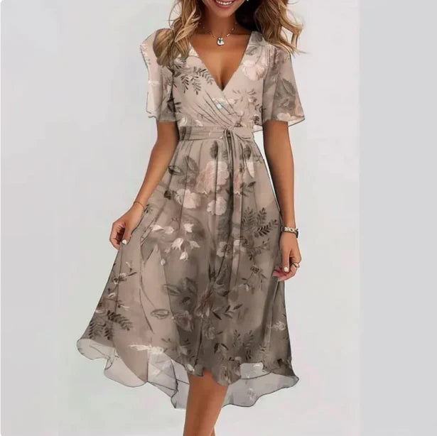 Women Elegant V-Neck Dress Spring Summer | Eva