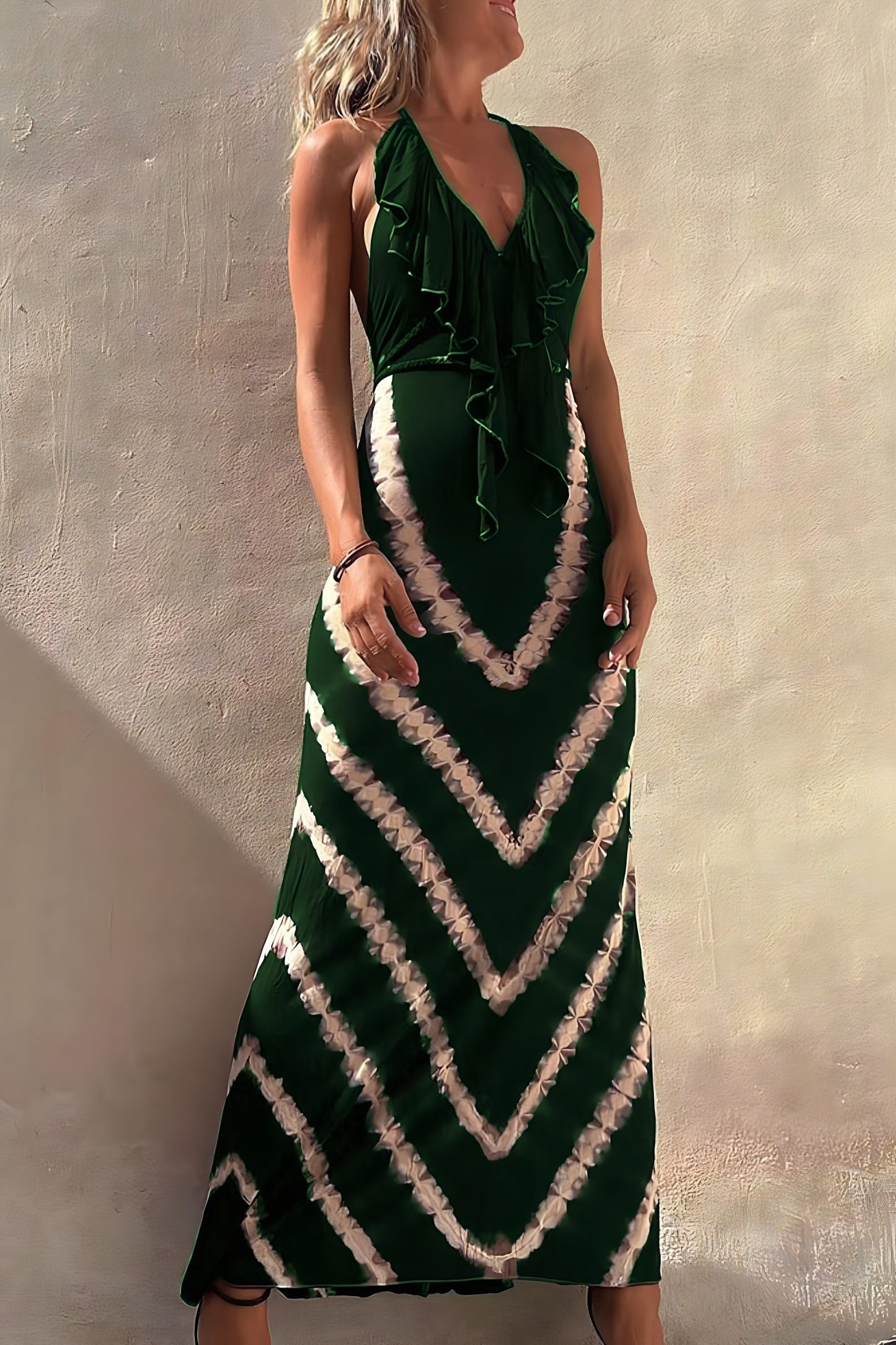 Women Boho Halter Tie-Dye Maxi Dress | Leilani
