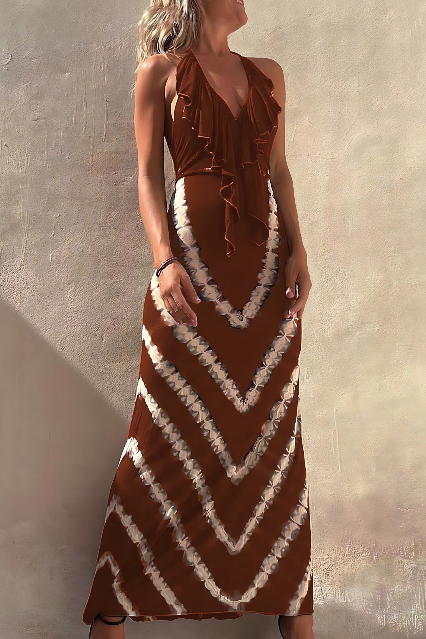 Women Boho Halter Tie-Dye Maxi Dress | Leilani