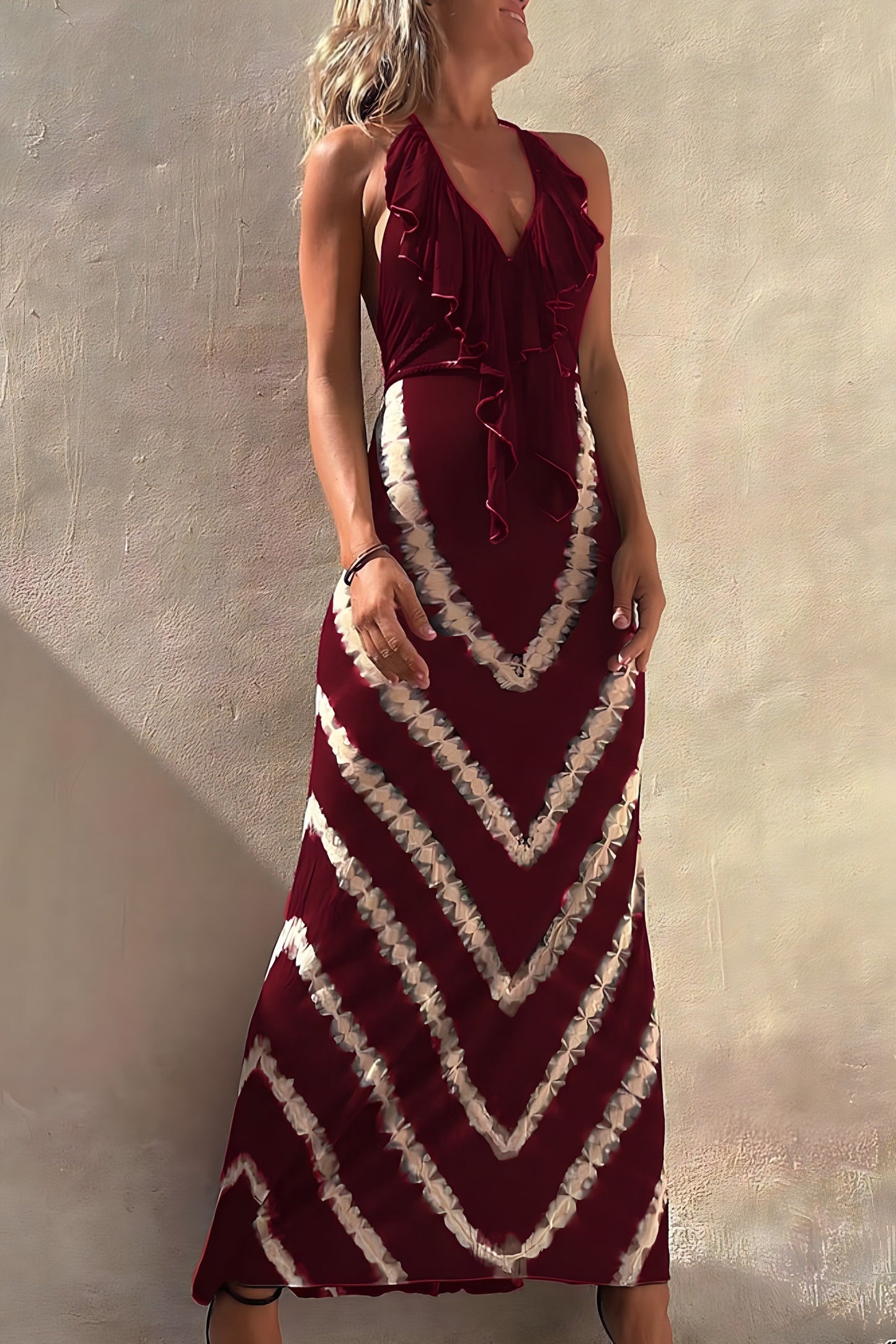 Women Boho Halter Tie-Dye Maxi Dress | Leilani