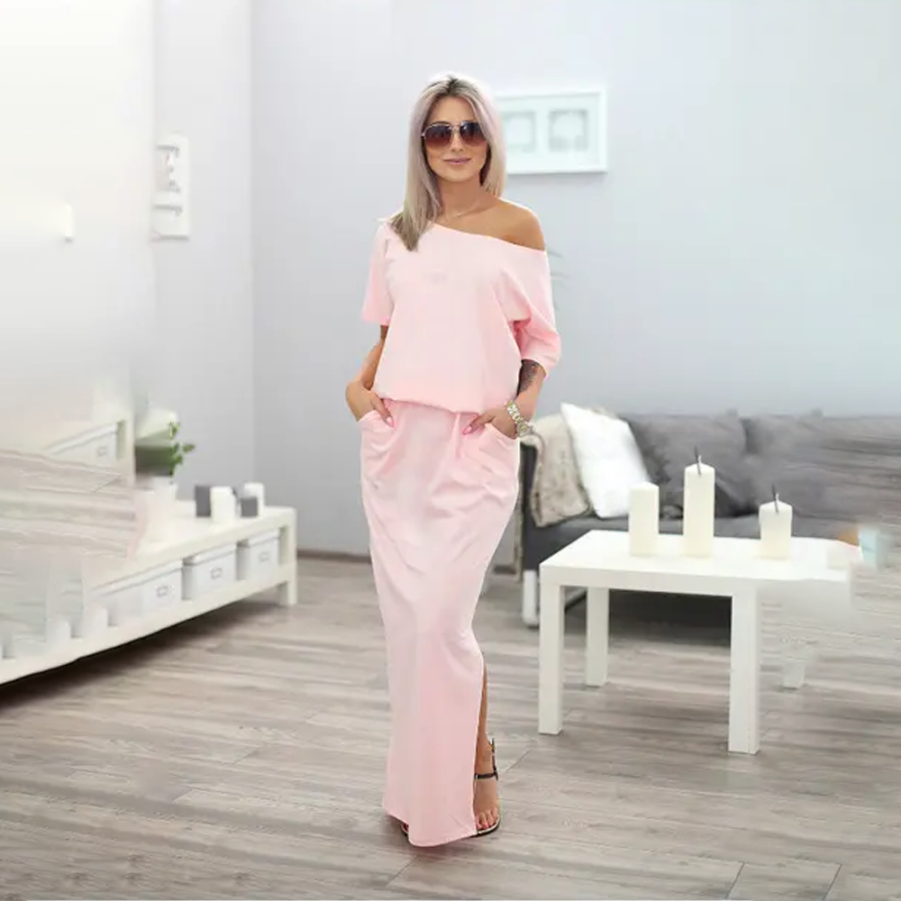 Women Off-Shoulder Maxi Dress with Side Slit | Marigold