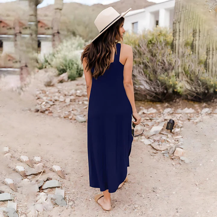 Women Halter Neck Maxi Dress with Knot Detail | Charlotte