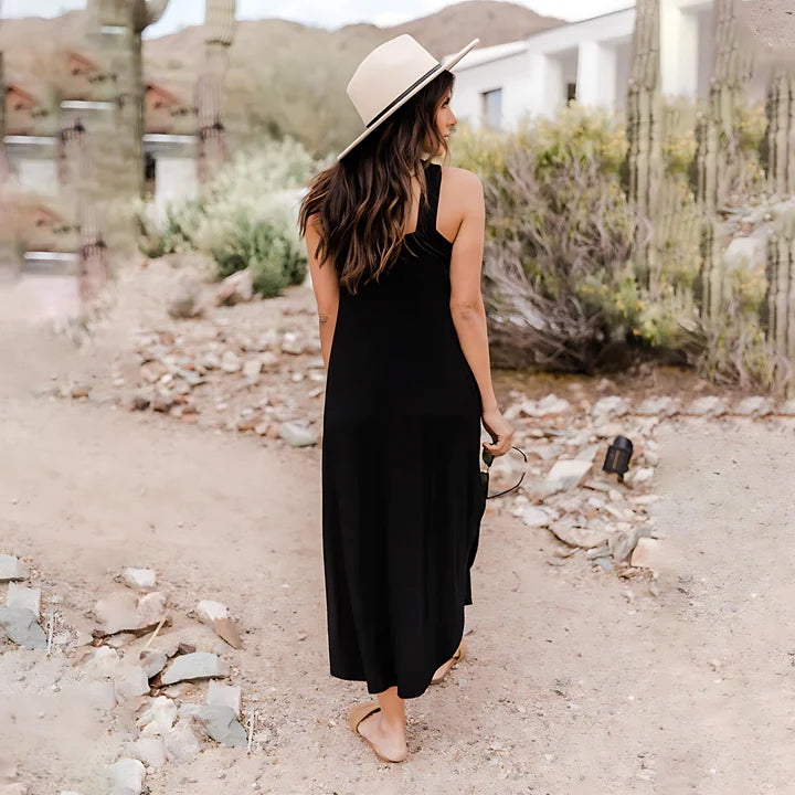 Women Halter Neck Maxi Dress with Knot Detail | Charlotte