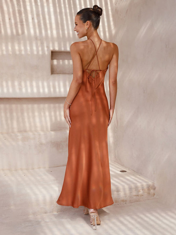 Women Maxi Dress Black Polyester | Devony-5