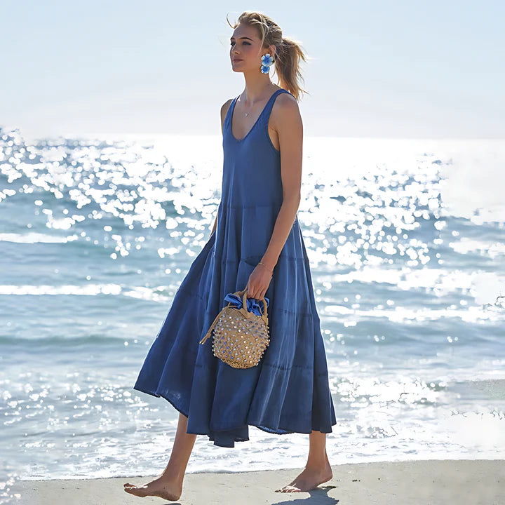 Women Relaxed Sleeveless Beach Maxi Dress | Olivia