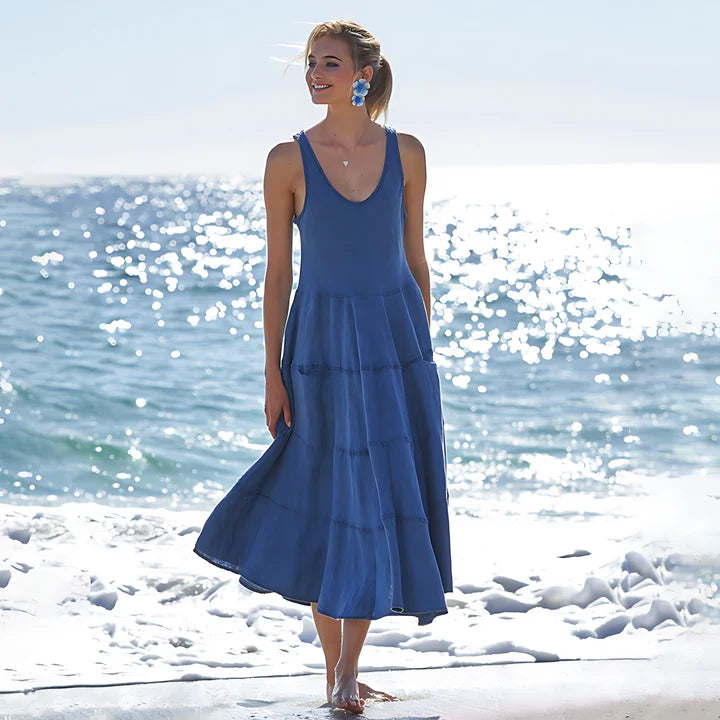 Women Relaxed Sleeveless Beach Maxi Dress | Olivia