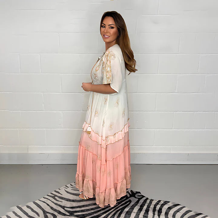Women Boho Tiered Maxi Dress with Tassel Tie Details | Juliette