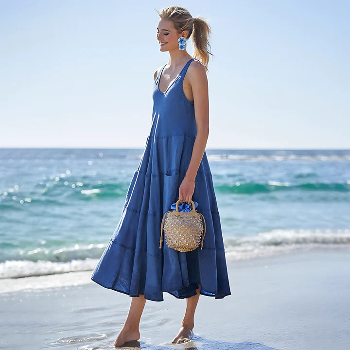 Women Relaxed Sleeveless Beach Maxi Dress | Olivia