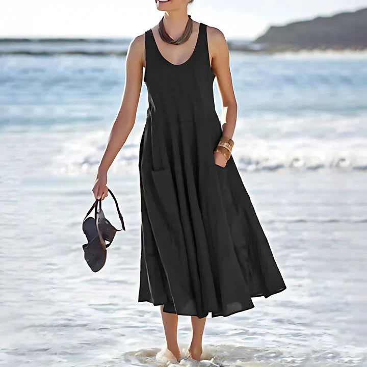 Women Relaxed Sleeveless Beach Maxi Dress | Olivia