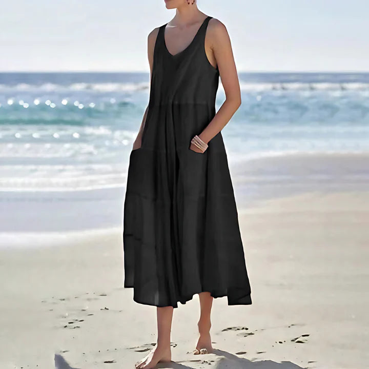 Women Relaxed Sleeveless Beach Maxi Dress | Olivia