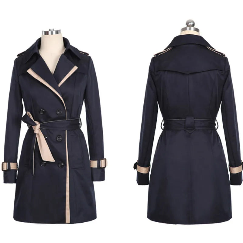 Women Trench Coat Khaki Cotton | Elegant Style-5