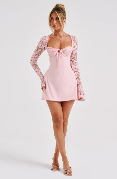 Women Lace Sleeve Mini Dress | Augusta