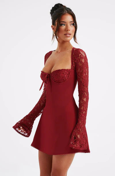Women Lace Sleeve Mini Dress | Augusta