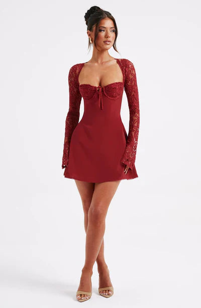 Women Lace Sleeve Mini Dress | Augusta