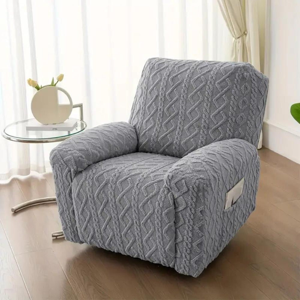 Recliner Sofa Cover Gray Jacquard Stretch Fabric | Modern Comfort 3