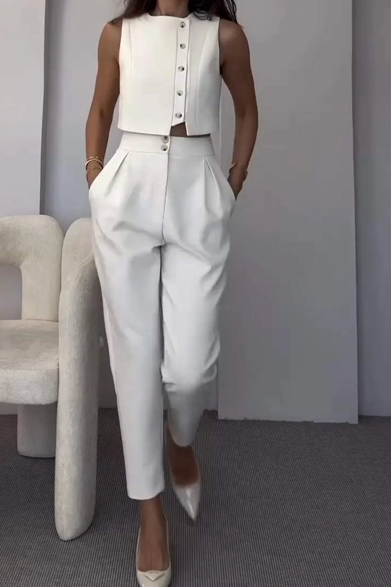 Women Sleeveless Co-Ord Set | Alina