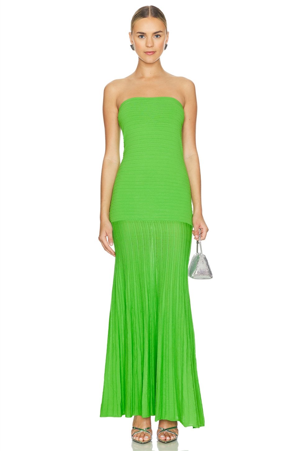 Women Strapless Pleated Maxi Dress | Zara