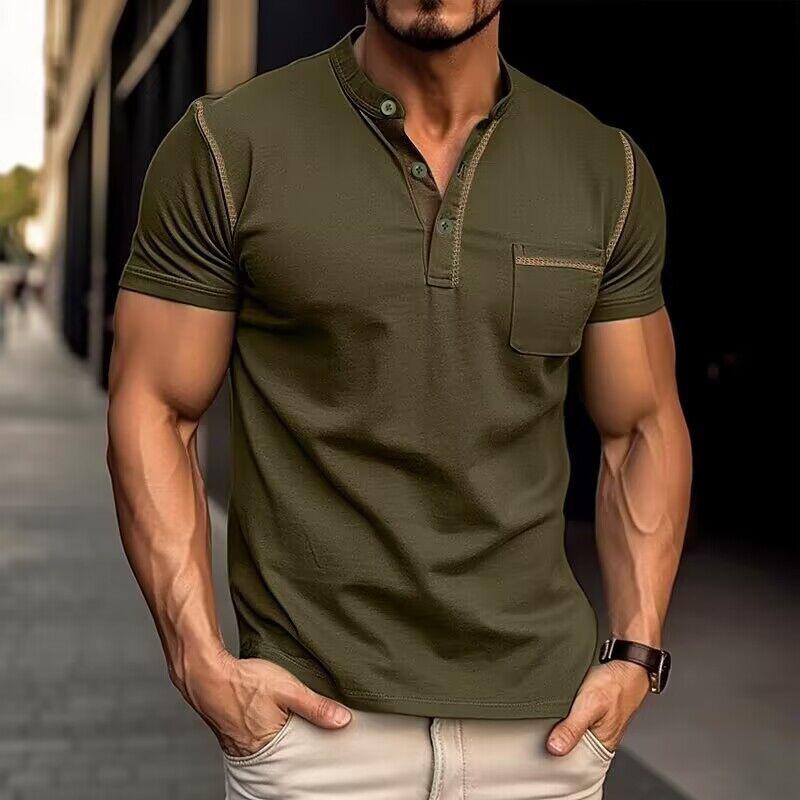 Men’s Henley Collar Short Sleeve Shirt | Nick