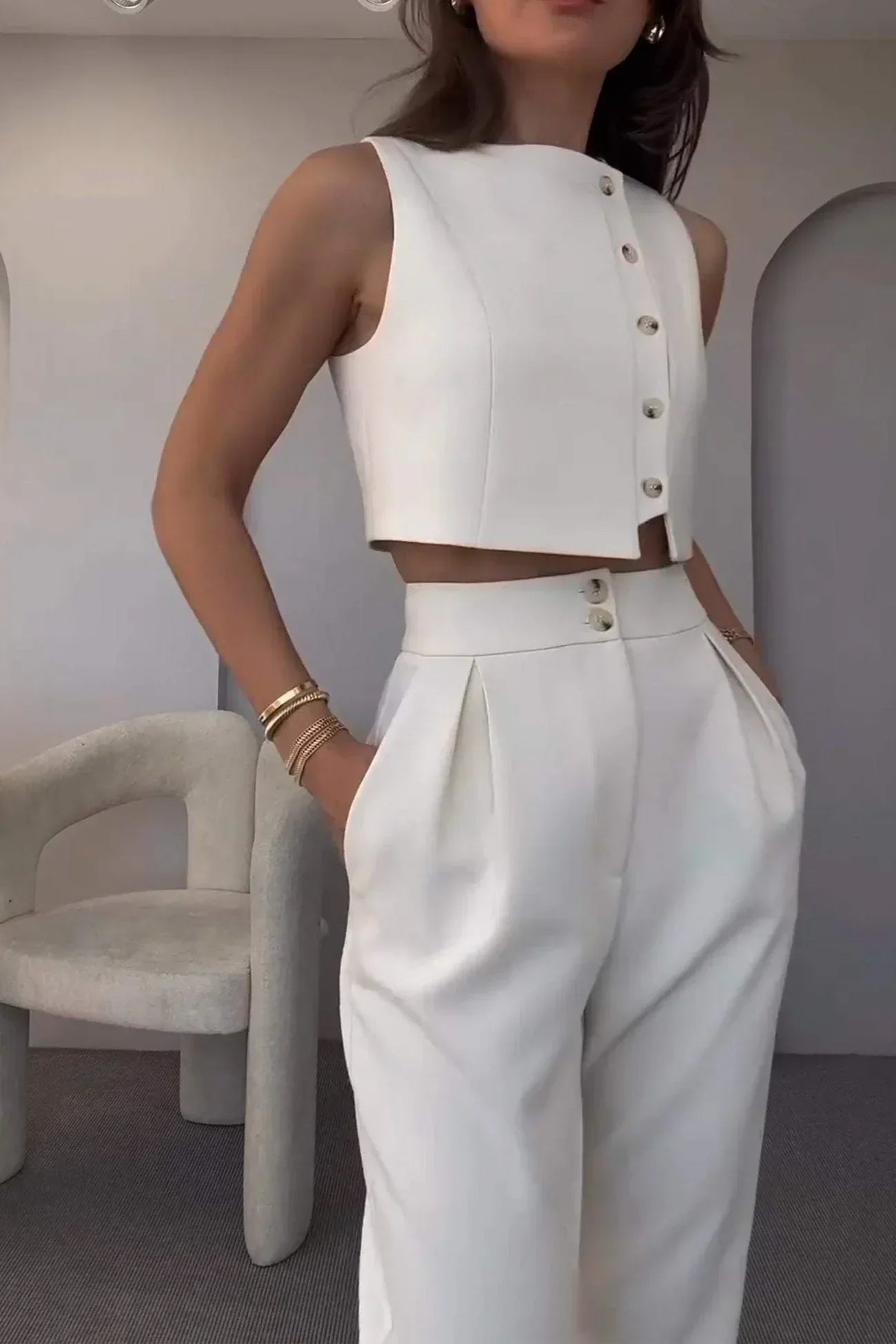 Women Sleeveless Co-Ord Set | Alina