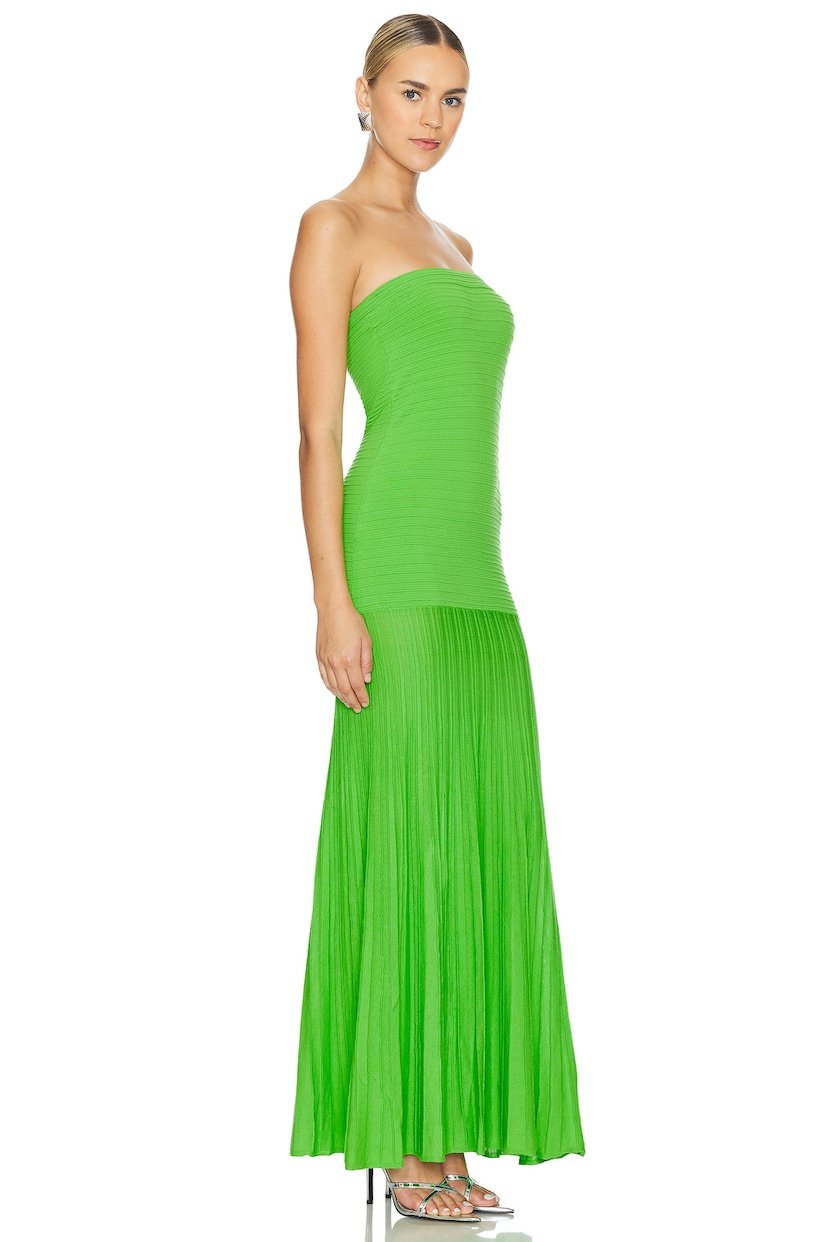 Women Strapless Pleated Maxi Dress | Zara