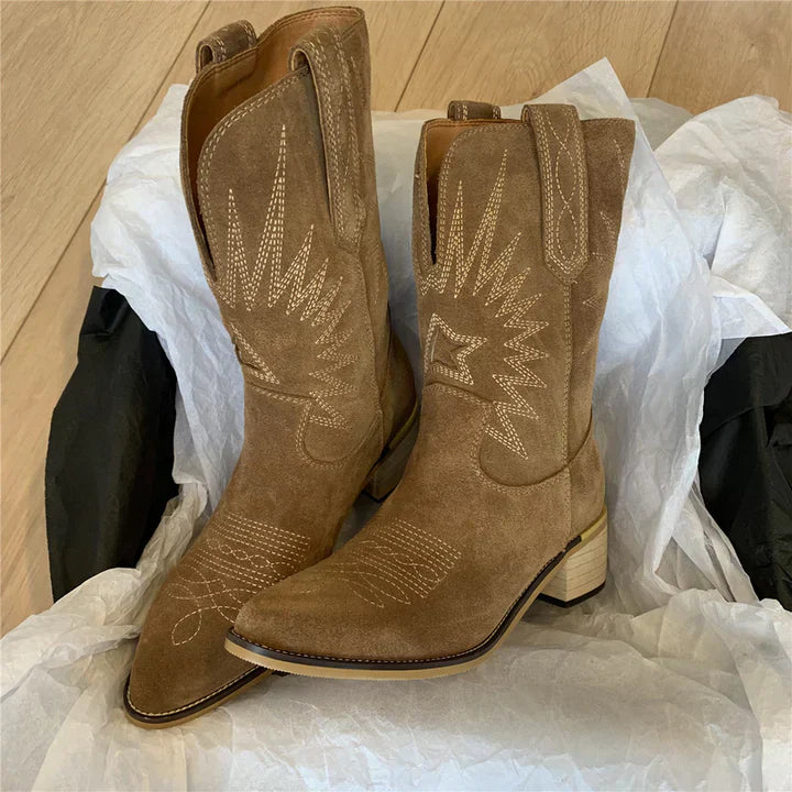 Variant image for Women Cowgirl Boots Brown Suede | Heidi-36