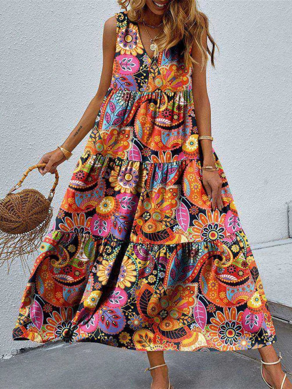 Bohemian Inspired Floral Maxi Dress Katie Vibrant and Relaxed